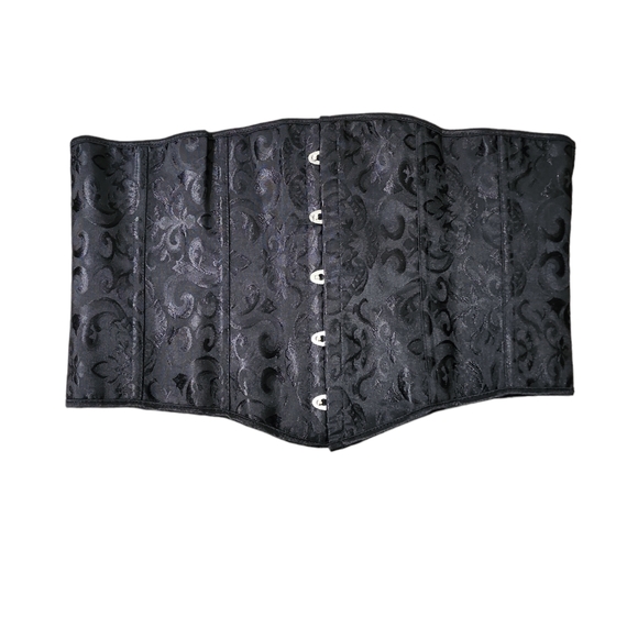 Boned black filigree lace up bodice corset - Picture 2 of 5